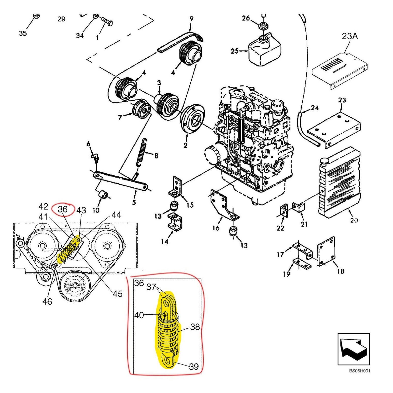 87056642 - Aftermarket Spring Assembly on Belt Idler